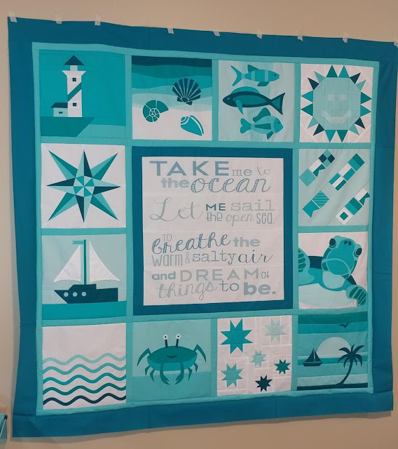 QAL By the Sea - ocean themed sampler quilt