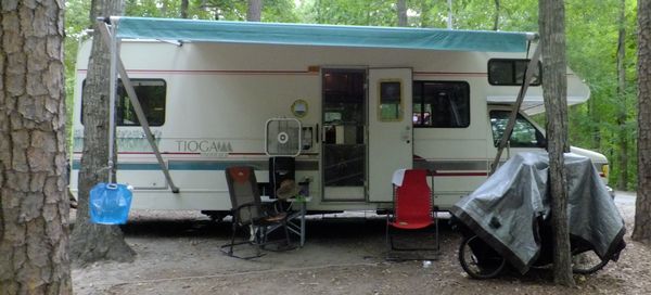 kings mountain state park in south carolina with a 28 foot 1994 tioga montara fleetwood rv class c motorhome