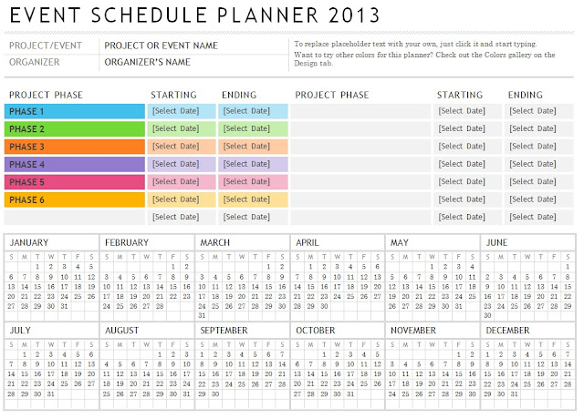 2013 Event Schedule Planner