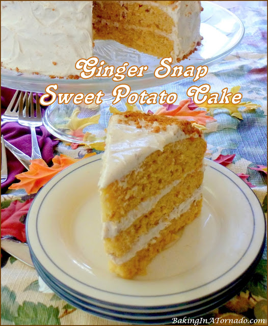 Ginger Snap Sweet Potato Cake | recipe developed by www.BakingInATornado.com | #recipe #bake