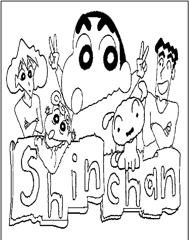Shin Chan and Family Coloring Pages