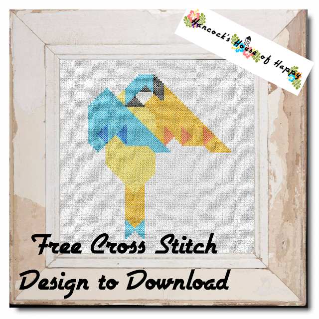 Free Beginner Cross Stitch Design to Download: Geometric Little Love Bird