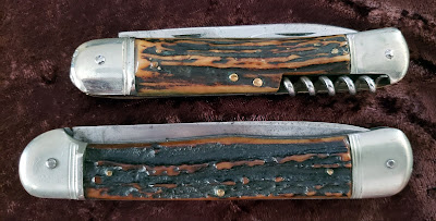 LOT OF 2 VINTAGE HAMMER BRAND IMPERIAL CUTLERY CELLULOID HANDLE TOOTHPICK  AUTOMATIC KNIVES