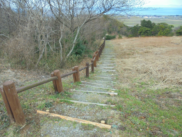 環濠へ向かい階段を降ります