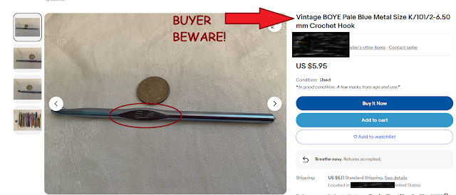 eBay, crochet hook, vintage