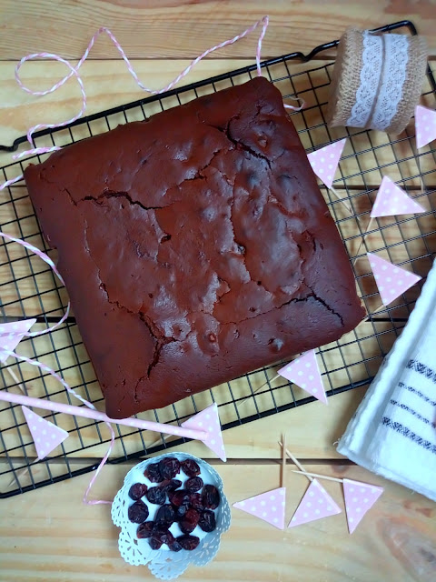 Brownie chocolate arándanos jalea nueces Cuca postre fácil rápido sencillo