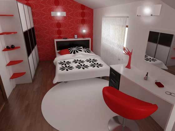 Louise Black  White  and Red  Decor  