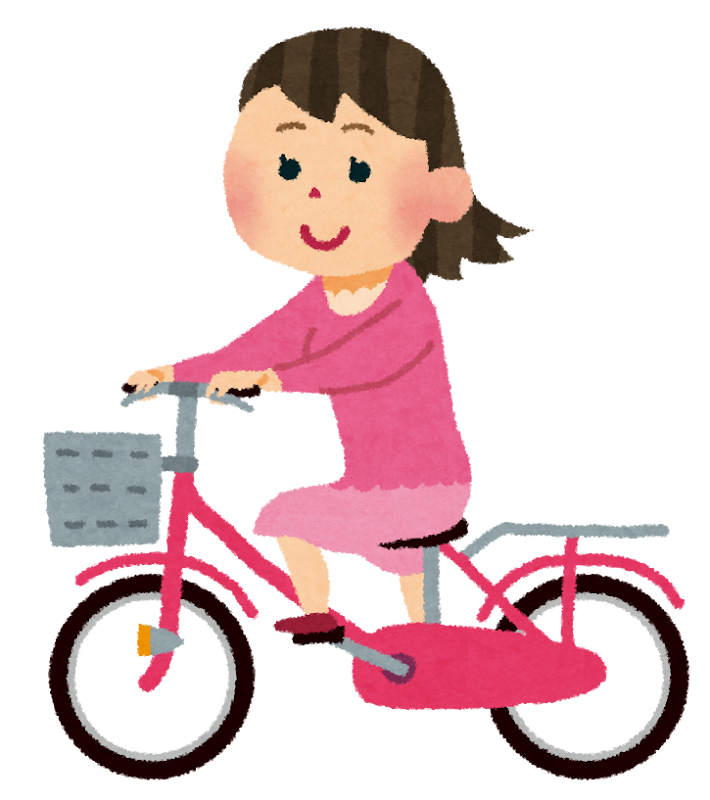 無料イラスト かわいいフリー素材集 自転車に乗る女性のイラスト