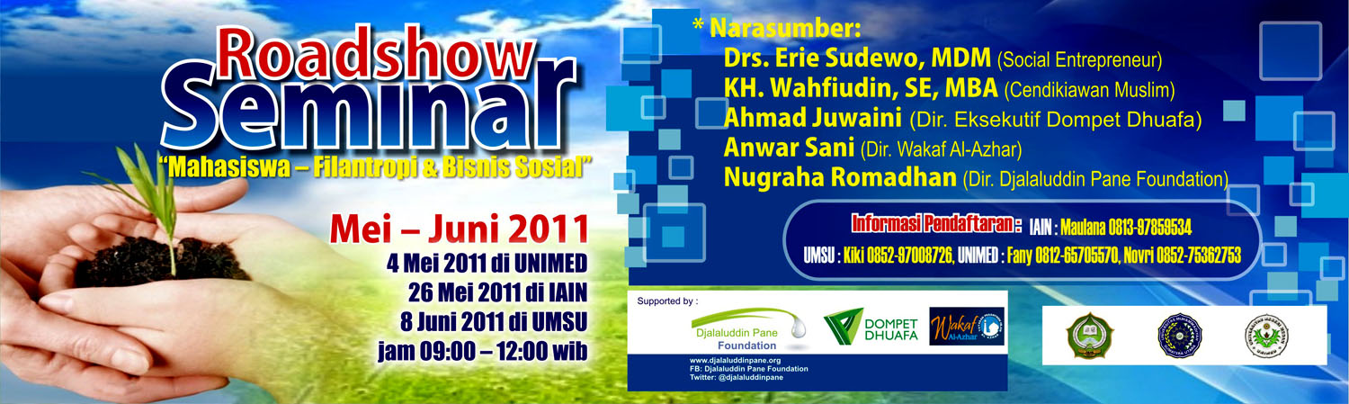 DESAIN POSTER, SPANDUK, SERTIFIKAT ROADSHOW SEMINAR 