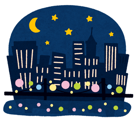 夜の摩天楼のイラスト