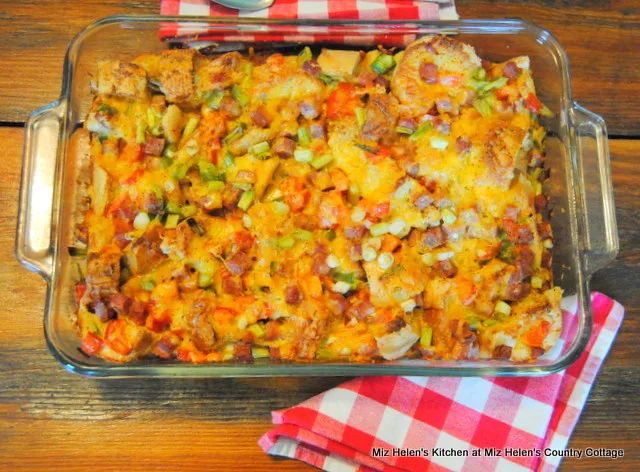 Ham & Cheese Garden Strata at Miz Helen's Country Cottage