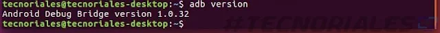 version de adb instalada en terminal de ubuntu