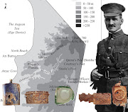 A map of the Gallipoli battle site, with some of the artefacts recovered: a . (gallipoli)