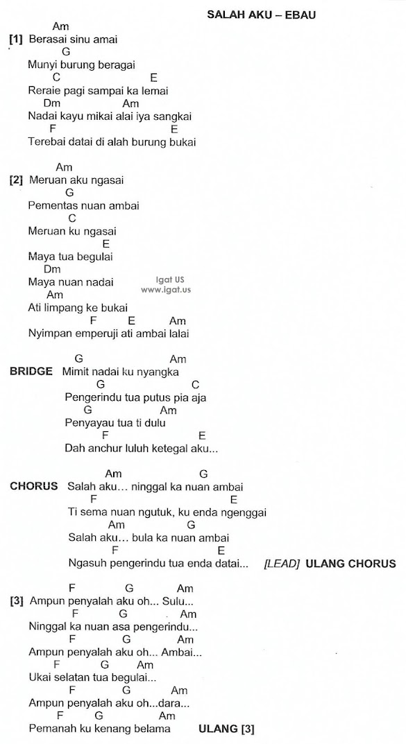 Chord Lagu Salah Apa Aku