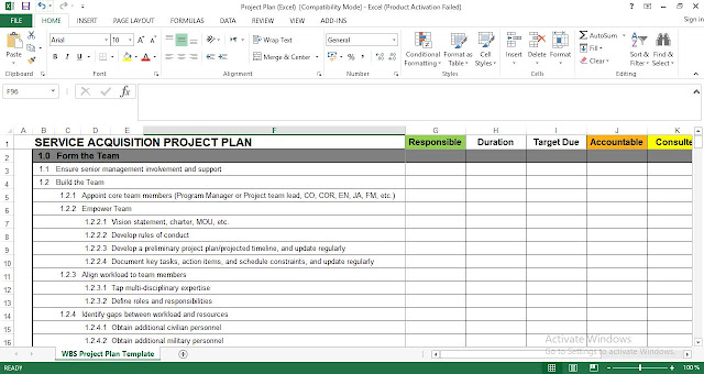 WBS Project Plan Template in Excel