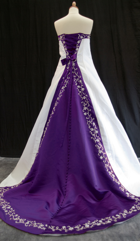 Purple and White Wedding Dress