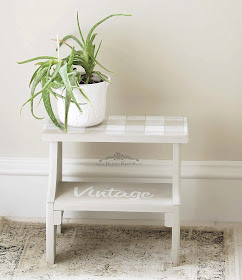 Step stool makeover with Old Sign Stencils Bliss-Ranch.com