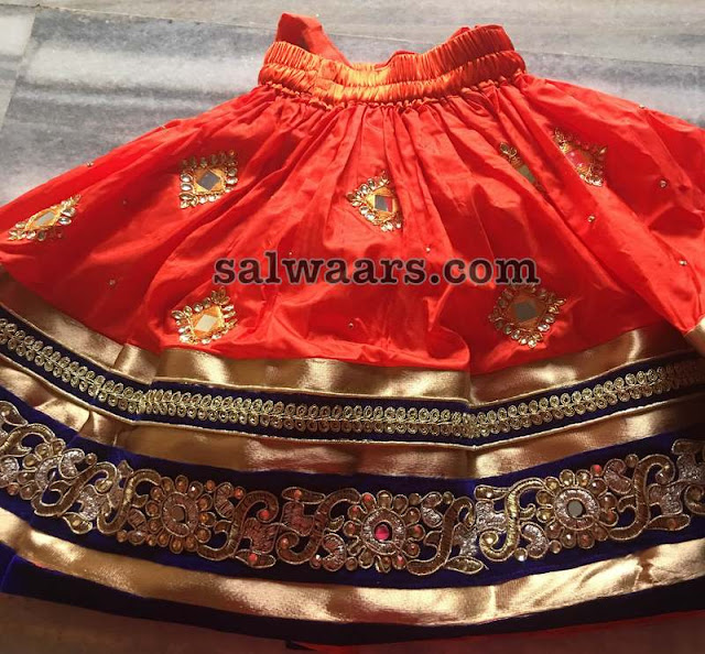 Orange Silk Lehenga High Neck Blouse