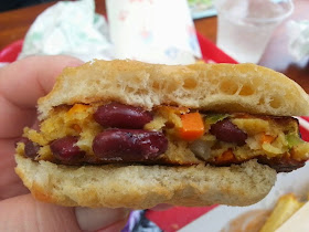Proper nice veggie bean burger Gullivers World food