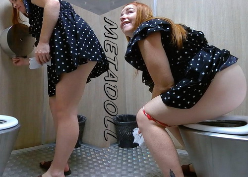 Secret cam in the toilet films woman peeing (Street Toilet 23)