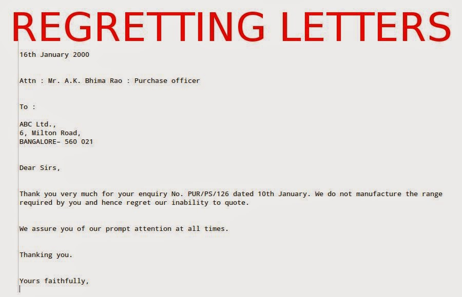 Sample Regret Letter For Invitation 8