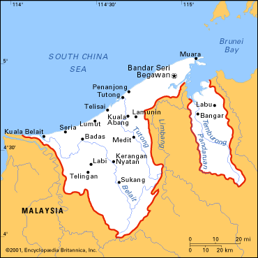 Brunei Map Regional Political