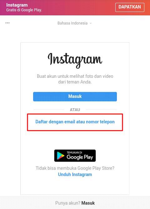 Cara Daftar Atau Membuat Akun Instagram Di Android 