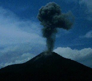 Krakatoa Islands volcano erupting