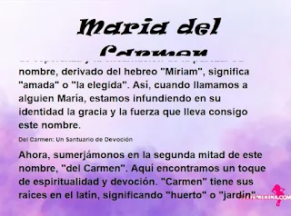 ▷ Significado del nombre Maria del Carmen