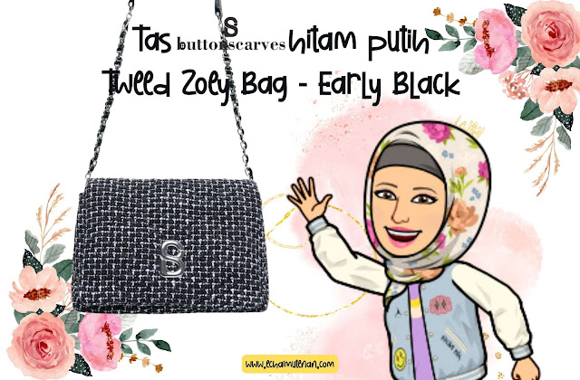 Sling Bag Tas Tweed Zoey Bag - Early Black Buttonscarves