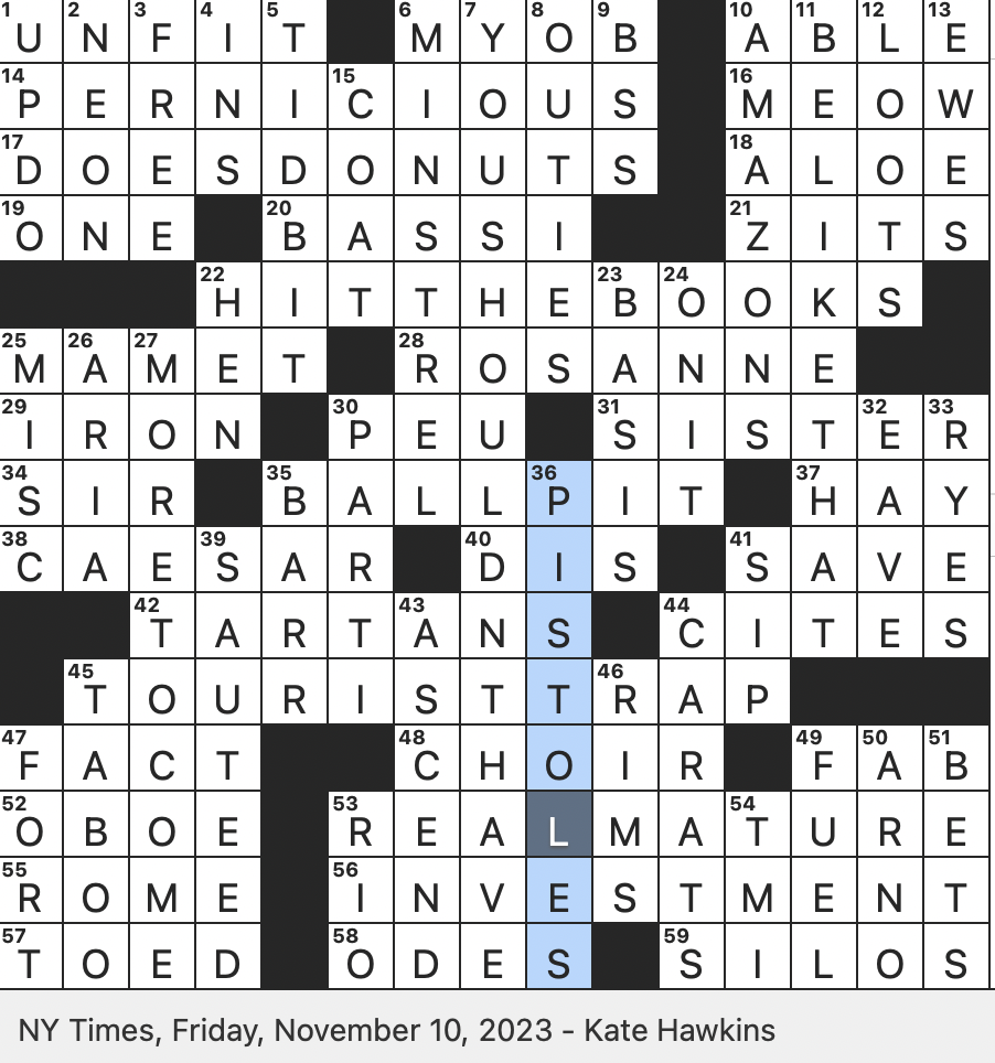 Discharge as from a  - Rex Parker Does the NYT Crossword Puzzle