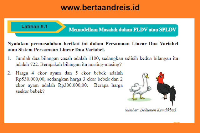 Kunci Jawaban MTK Kelas 9 Halaman 63 - 65 Latihan 9.1