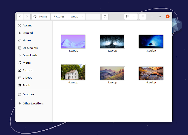 WebP thumbnail Nautilus GNOME Files