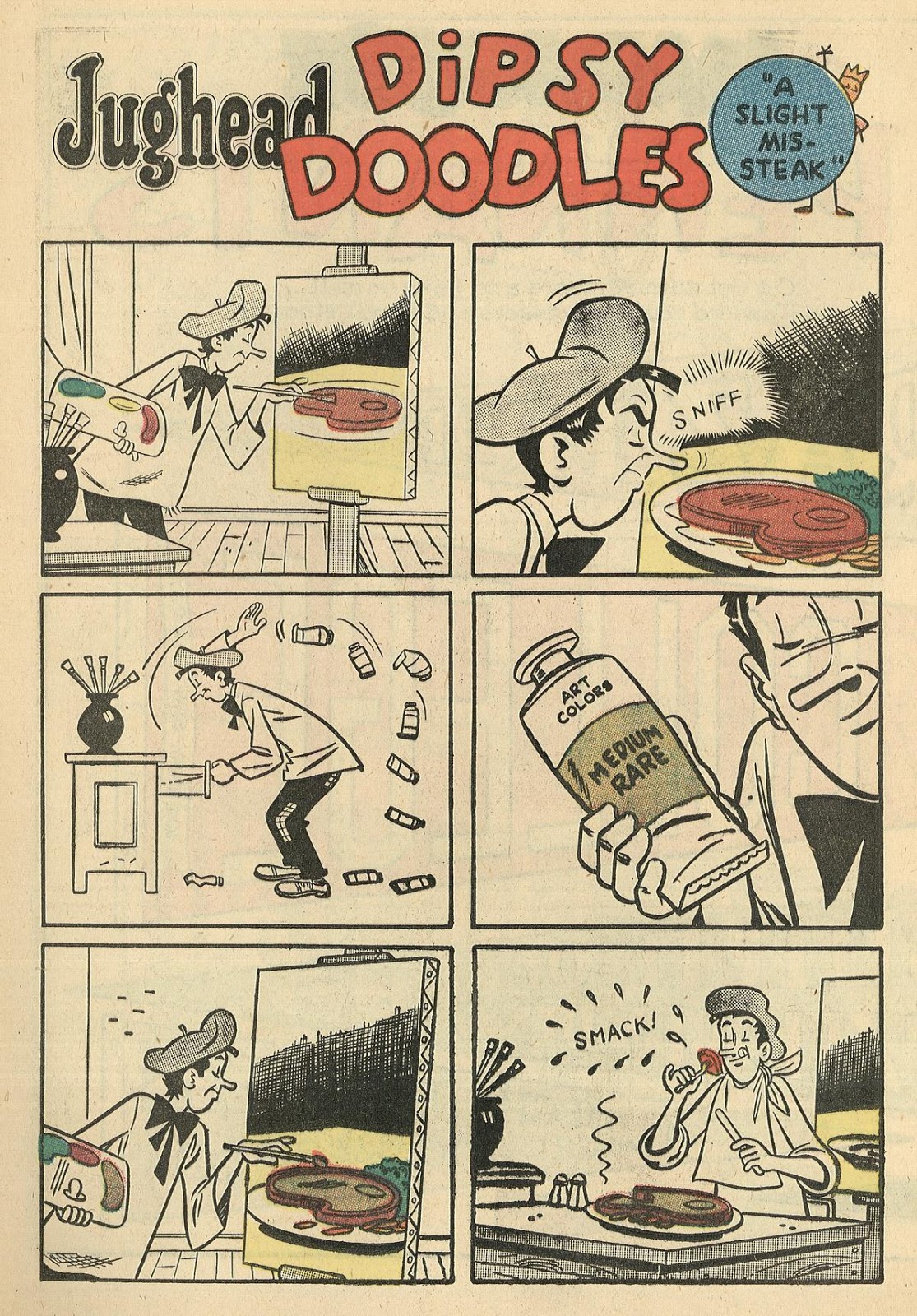 Here are the first 11 pages of one of my favorite early features in Archie s Madhouse Jughead s Dipsy Doodles Sounds like something they could reuse on