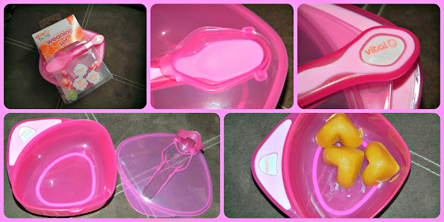 VitalBaby Vital Baby Pink Weaning Set Spoon Lid Bowl