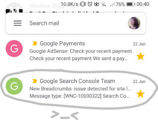 Breadcrumbs Issue Warning From Google