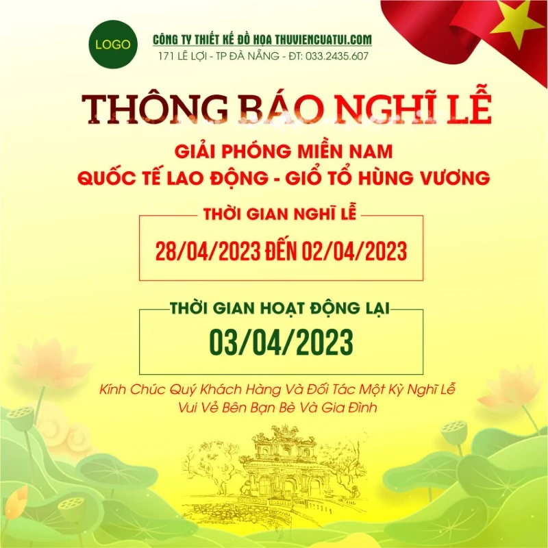 Mẫu banner nghỉ lễ 30 tháng 4 và 1 tháng 5 chuyên nghiệp, dễ chỉnh sửa