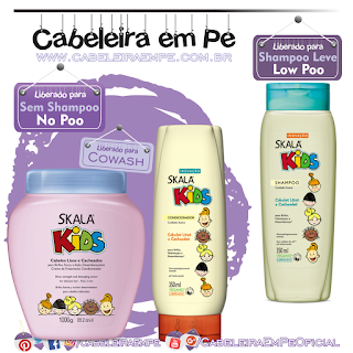 Shampoo (Low Poo) e Condicionador (No Poo) e Creme de Tratamento (No Poo) Kids - Skala
