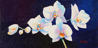 White Orchid Flower Painting