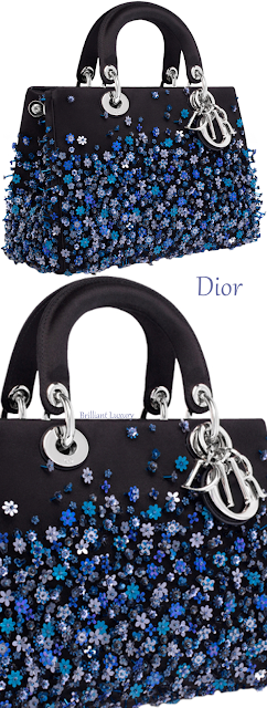 ♦Dior Lady Dior blue flower embroidered top handle bag #dior #bags #brilliantluxury