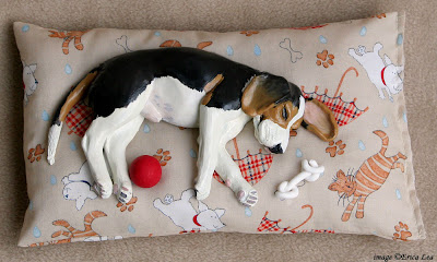 beagle, sculpture, polymer clay, dog