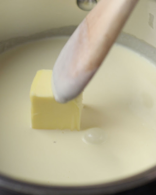 Mix butter with thickened cream