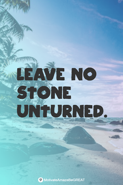 Wise Old Sayings And Proverbs: "Leave no stone unturned."