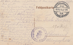 Feldpostkarte von Arthur Fischer an Frieda Fischer in Chemnitz 1916