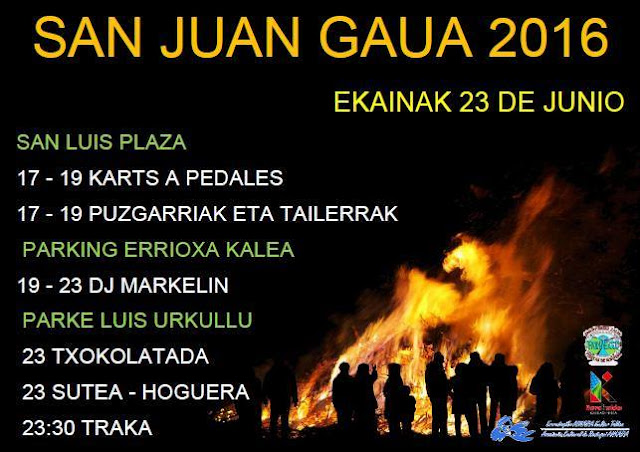 Cartel de actividades para la noche de San Juan