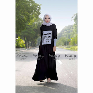 Gamis Katun Rayon Sablon My Hijab  by FIisura Hitam