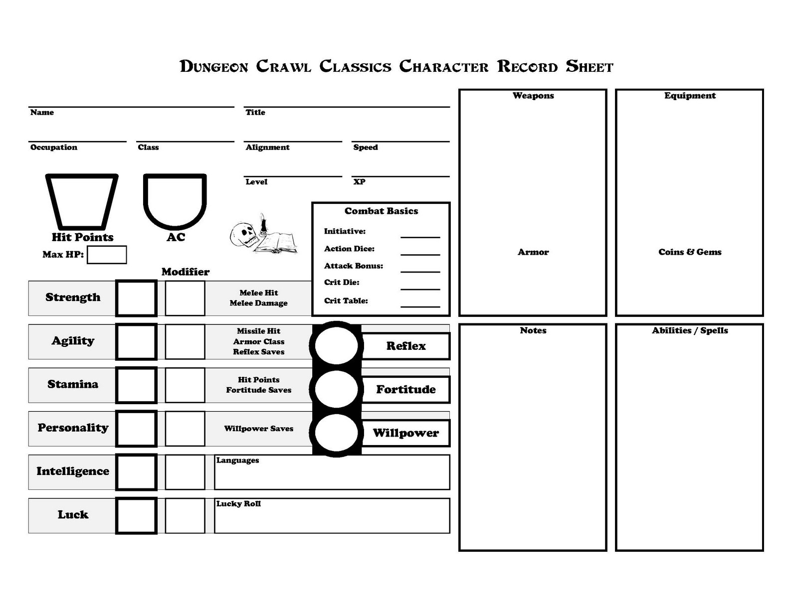 People them with Monsters: DCC RPG Character Sheet
