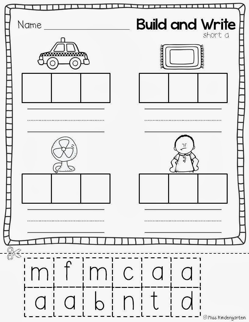 Kindergarten:  assessment worksheet Miss CVC Practice! Super cvc