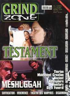 Grind Zone 2004-03 - Giugno & Luglio 2004 | ISSN 1591-8785 | CBR 215 dpi | Mensile | Musica | Metal | Recensioni
Grind Zone esce in edicola nel '94, i primi due numeri sono degli speciali di Metal Hammer e visto il successo diventa rivista a scadenza bimestrale. Tratta il death metal, grind core e il nascente black metal ed è  il massimo che si può trovare in edicola riguardo il metal estremo. L'embrione del magazine è la succulenta rubrica che porta lo stesso nome in Metal Hammer ed è curata nei primi anni da Stefano Longhi, già responsabile insieme a Rob Mammarella della fantastica fanzine Thanatography, quindi gente esperta. Tornando a Grind Zone rivista, fino ad alcuni anni fa i contenuti soddisfacevano ampiamente i gregari del metal estremo con news, servizi, rubriche varie e ampie recensioni...l'informazione perfetta!!!