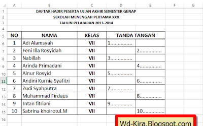 Wd-Kira, Cara Cepat membuat Tanda tangan dua kolom Pada Excel, Cara membuat rumus EXCEL, Microsoft Offices, menulis Rumus Excel, cara membuat daftar hadir mudah, cara membuat kolom tanda tangan, pada Excel, aplikasi excel, solusi Excel 2014, Offices 2014, MS. Offices terbaru